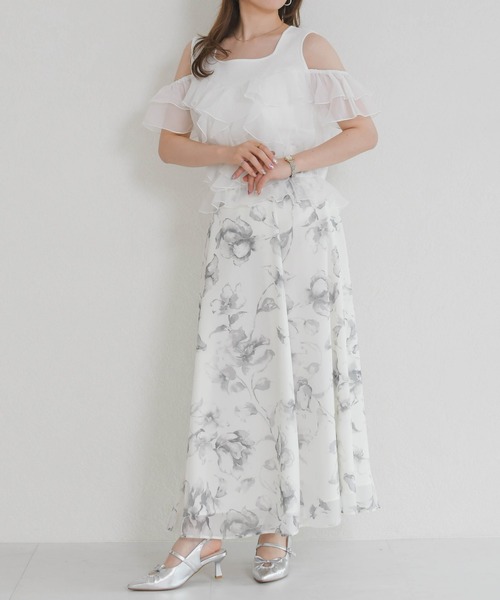 MISCH MASCH(ミッシュマッシュ)の「2026春夏新作 パウダーシフォンラッフルレイヤード肩開きニット(ニット/セーター・レディース・ピンク/ホワイト/イエロー・フリ-)」の14枚目の写真