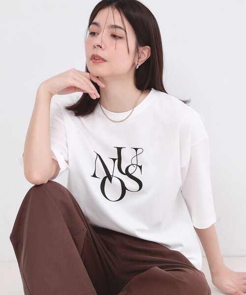 OPAQUE.CLIP(オペークドットクリップ)の「リラクシーロゴプリントTシャツ【洗濯機OK】(Tシャツ/カットソー・レディース・ナチュラル/ホワイト・38/40)」の1枚目の写真