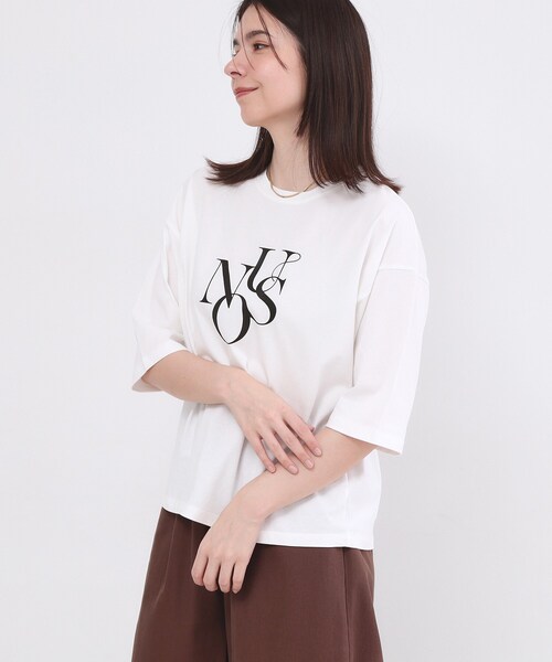 OPAQUE.CLIP(オペークドットクリップ)の「リラクシーロゴプリントTシャツ【洗濯機OK】(Tシャツ/カットソー・レディース・ナチュラル/ホワイト・38/40)」の3枚目の写真