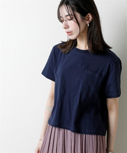 nissen(ニッセン)の「綿100%汗染みしにくいクロップド丈Tシャツ<大きいサイズ有>(Tシャツ/カットソー・レディース・ブラック/ネイビー/グレー系/杢グレー/オフホワイト・L/M/S/3L/LL)」の12枚目の写真