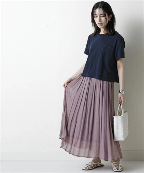 nissen(ニッセン)の「綿100%汗染みしにくいクロップド丈Tシャツ<大きいサイズ有>(Tシャツ/カットソー・レディース・ブラック/ネイビー/グレー系/杢グレー/オフホワイト・L/M/S/3L/LL)」の13枚目の写真
