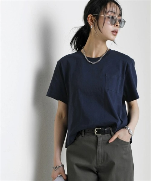 nissen(ニッセン)の「綿100%汗染みしにくいクロップド丈Tシャツ<大きいサイズ有>(Tシャツ/カットソー・レディース・ブラック/ネイビー/グレー系/杢グレー/オフホワイト・L/M/S/3L/LL)」の18枚目の写真