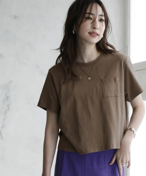 nissen(ニッセン)の「綿100%汗染みしにくいクロップド丈Tシャツ<大きいサイズ有>(Tシャツ/カットソー・レディース・ブラック/ネイビー/グレー系/杢グレー/オフホワイト・L/M/S/3L/LL)」の22枚目の写真