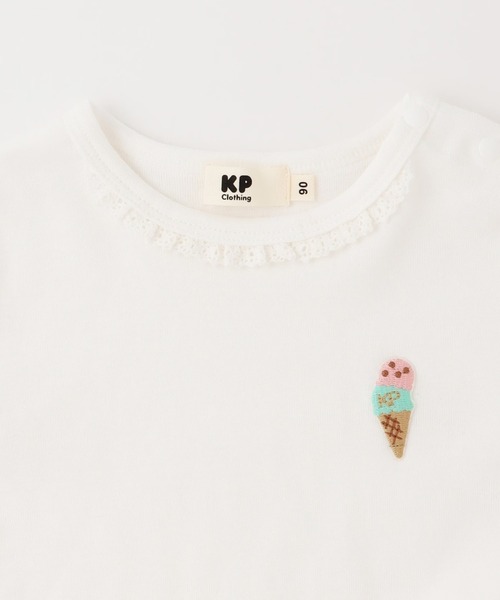 KP（ケーピー）の「フライス 半袖Tシャツ（Tシャツ/カットソー・キッズ・ピンク/オフホワイト・100cm/110cm/120cm/90cm/130cm/140cm/150cm）」の4枚目の写真