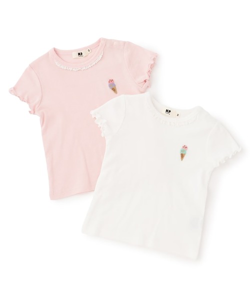 KP（ケーピー）の「フライス 半袖Tシャツ（Tシャツ/カットソー・キッズ・ピンク/オフホワイト・100cm/110cm/120cm/90cm/130cm/140cm/150cm）」の9枚目の写真