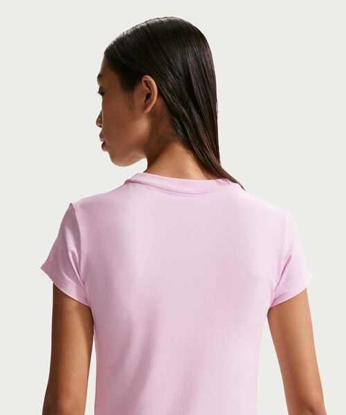 NIKE(ナイキ)の「ナイキ スポーツウェア チル ニット ウィメンズ スリム モッドクロップド Tシャツ / Nike Sportswear Chill Knit Women's Slim Mod-Cropped T-Shirt IO3532-663 Pink Foam(Tシャツ/カットソー・レディース・ピンク・S/L/XS/XL/M)」の2枚目の写真