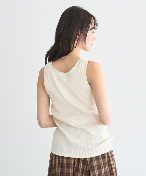 earth music&ecology（アースミュージックアンドエコロジー）の「ピコミシンヘンリーネックタンクトップ（タンクトップ・レディース・ブラック/アイボリー/ブラウン・M/S）」の9枚目の写真