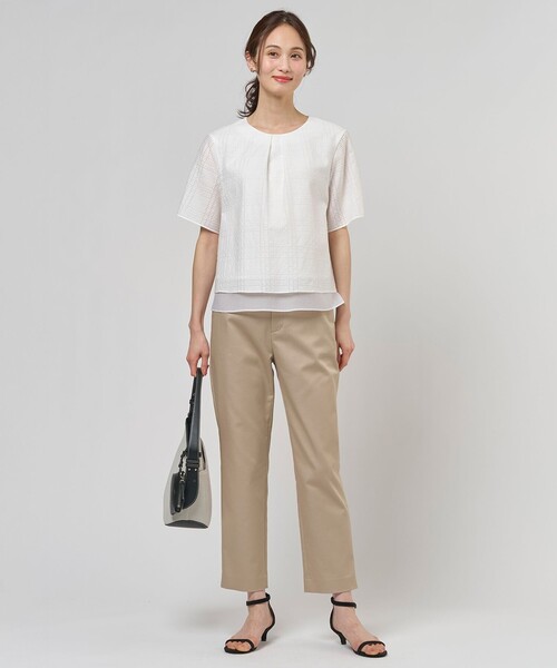 J.PRESS(ジェイプレス)の「レーシーチェック クルーネック カットソー(Tシャツ/カットソー・レディース・ホワイト系3・T15/T13)」の4枚目の写真