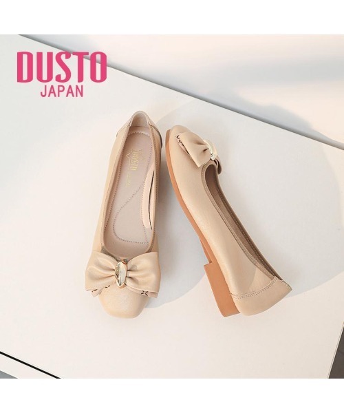 VIBGYOR（ヴィブジョー）の「【DUSTO】"レディース リボンフラットパンプス"(MA)（パンプス・レディース・ベージュ/ベージュ系その他/ブラック・24/23.5/23）」の3枚目の写真