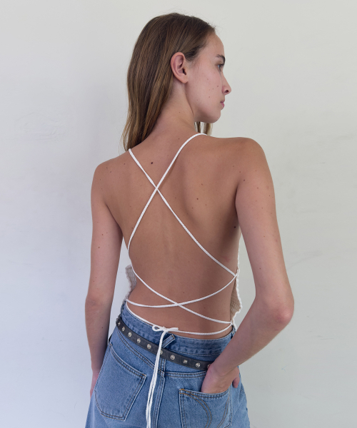 DIAGONAL(ダイアゴナル)の「BACK STRAP CROCHET KNIT TOP (white)(ニット/セーター・レディース・その他・FREE)」の2枚目の写真
