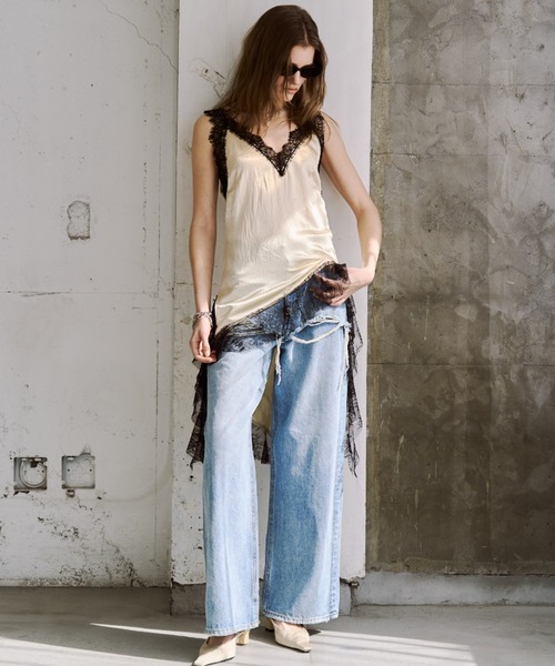 JOSE MOON(ジョゼムーン)の「【3サイズ展開】LAYERED LIKE DENIM PANTS/レイヤードライクデニムパンツ(デニムパンツ・レディース・チャコールグレー/ライトブルー・38/36/40)」の18枚目の写真