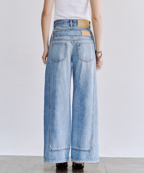 JOSE MOON(ジョゼムーン)の「【3サイズ展開】LAYERED LIKE DENIM PANTS/レイヤードライクデニムパンツ(デニムパンツ・レディース・チャコールグレー/ライトブルー・38/36/40)」の6枚目の写真