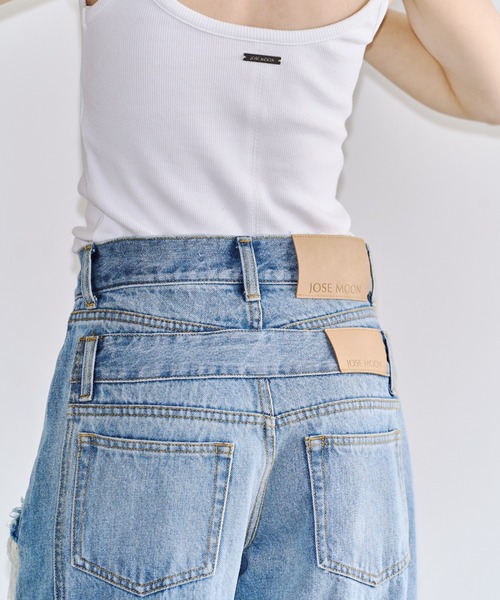 JOSE MOON(ジョゼムーン)の「【3サイズ展開】LAYERED LIKE DENIM PANTS/レイヤードライクデニムパンツ(デニムパンツ・レディース・チャコールグレー/ライトブルー・38/36/40)」の9枚目の写真
