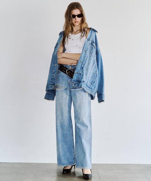 JOSE MOON(ジョゼムーン)の「【3サイズ展開】LAYERED LIKE DENIM PANTS/レイヤードライクデニムパンツ(デニムパンツ・レディース・チャコールグレー/ライトブルー・38/36/40)」の17枚目の写真