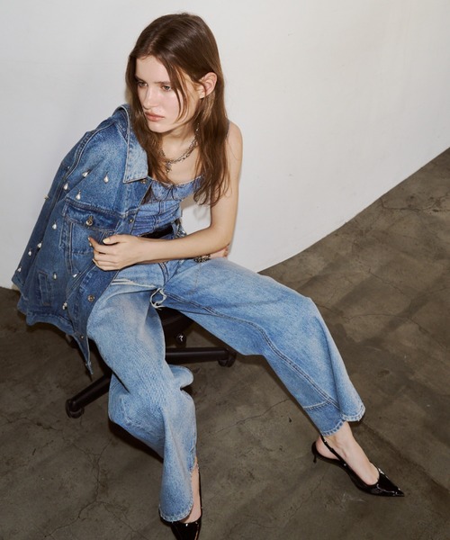 JOSE MOON(ジョゼムーン)の「【3サイズ展開】LAYERED LIKE DENIM PANTS/レイヤードライクデニムパンツ(デニムパンツ・レディース・チャコールグレー/ライトブルー・38/36/40)」の14枚目の写真