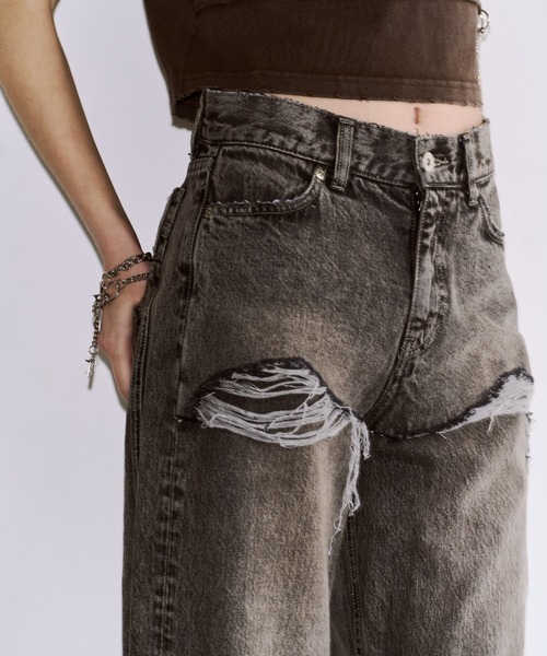 JOSE MOON(ジョゼムーン)の「【3サイズ展開】LAYERED LIKE DENIM PANTS/レイヤードライクデニムパンツ(デニムパンツ・レディース・チャコールグレー/ライトブルー/ベージュ/ピンク・38/36/40)」の14枚目の写真
