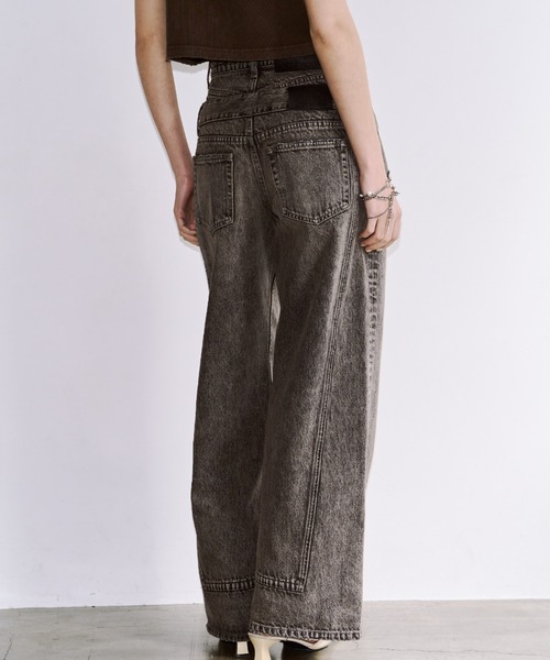 JOSE MOON(ジョゼムーン)の「【3サイズ展開】LAYERED LIKE DENIM PANTS/レイヤードライクデニムパンツ(デニムパンツ・レディース・チャコールグレー/ライトブルー/ベージュ/ピンク・38/36/40)」の11枚目の写真