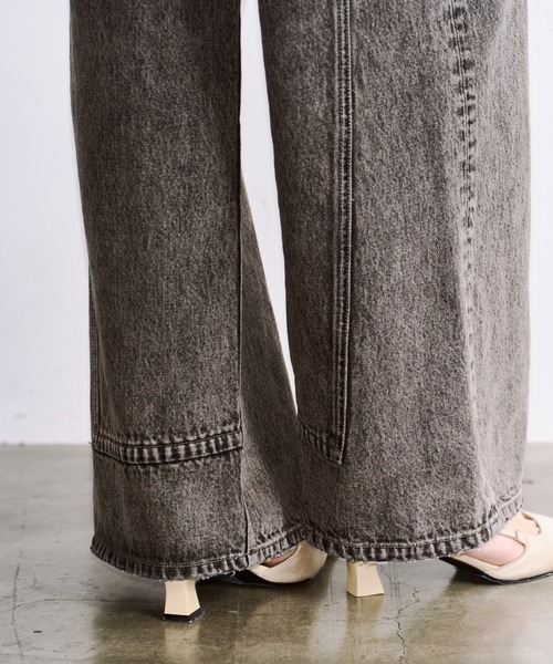 JOSE MOON(ジョゼムーン)の「【3サイズ展開】LAYERED LIKE DENIM PANTS/レイヤードライクデニムパンツ(デニムパンツ・レディース・チャコールグレー/ライトブルー/ベージュ/ピンク・38/36/40)」の16枚目の写真