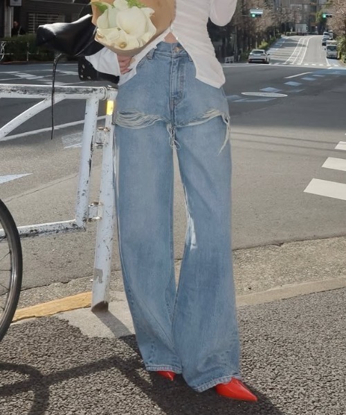 3サイズ展開】LAYERED LIKE DENIM PANTS/レイヤードライクデニムパンツ