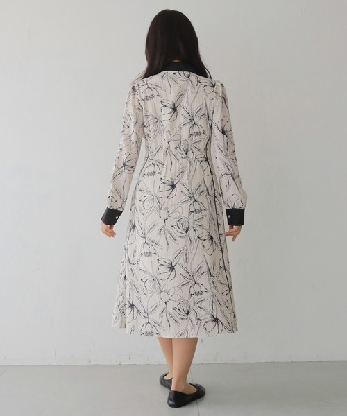 HER CLOSET（ハークローゼット）の「【HER CLOSET】【入卒式】ペンシルフラワープリントワンピース（シャツワンピース・レディース・ブラック/オフホワイト・FREE）」の14枚目の写真