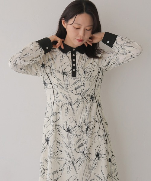 HER CLOSET（ハークローゼット）の「【HER CLOSET】【入卒式】ペンシルフラワープリントワンピース（シャツワンピース・レディース・ブラック/オフホワイト・FREE）」の17枚目の写真
