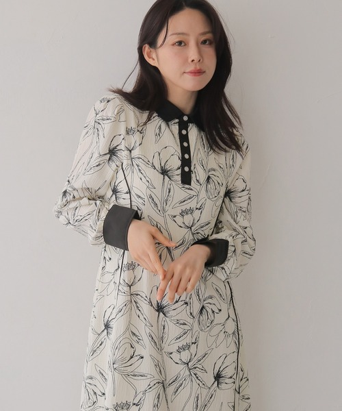 HER CLOSET（ハークローゼット）の「【HER CLOSET】【入卒式】ペンシルフラワープリントワンピース（シャツワンピース・レディース・ブラック/オフホワイト・FREE）」の18枚目の写真