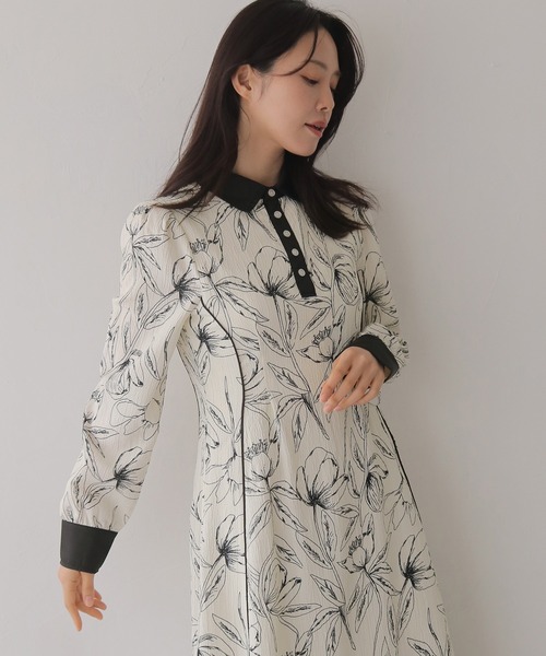 HER CLOSET（ハークローゼット）の「【HER CLOSET】【入卒式】ペンシルフラワープリントワンピース（シャツワンピース・レディース・ブラック/オフホワイト・FREE）」の19枚目の写真