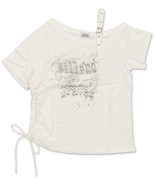 SPINNS（スピンズ）の「ベルト付きワンショルカットソー/ロゴ（Tシャツ/カットソー・レディース・ホワイト/チャコール/グレー・ONESIZE）」の9枚目の写真
