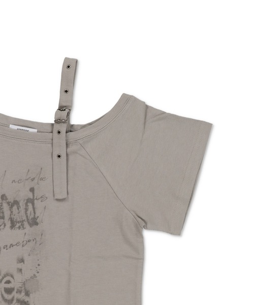 SPINNS（スピンズ）の「ベルト付きワンショルカットソー/ロゴ（Tシャツ/カットソー・レディース・ホワイト/チャコール/グレー・ONESIZE）」の13枚目の写真