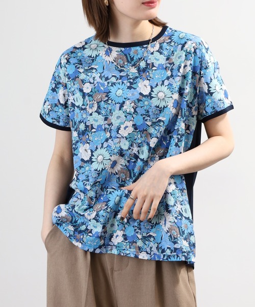 セール】BRODIAEA 総花柄切り替え半袖Tシャツ カラフル 日本製（T