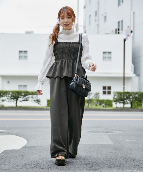 GORGE(ゴージ)の「《シャーリングキャミオールインワン》オールインワン/カジュアル/春夏秋/全3色(つなぎ/オールインワン・レディース・ブラック/チャコール/ドット・F)」の6枚目の写真