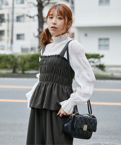 GORGE(ゴージ)の「《シャーリングキャミオールインワン》オールインワン/カジュアル/春夏秋/全3色(つなぎ/オールインワン・レディース・ブラック/チャコール/ドット・F)」の10枚目の写真