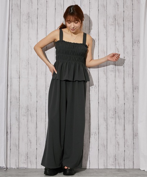GORGE(ゴージ)の「《シャーリングキャミオールインワン》オールインワン/カジュアル/春夏秋/全3色(つなぎ/オールインワン・レディース・ブラック/チャコール/ドット・F)」の14枚目の写真