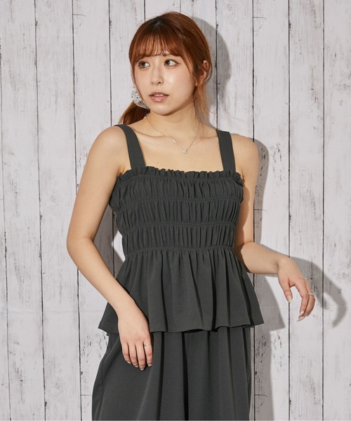 GORGE(ゴージ)の「《シャーリングキャミオールインワン》オールインワン/カジュアル/春夏秋/全3色(つなぎ/オールインワン・レディース・ブラック/チャコール/ドット・F)」の16枚目の写真
