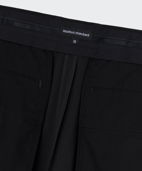 MUSINSA STANDARD（ムシンサスタンダード）の「エクストラワイドツーピンタックヒドゥンバンディングスラックス[ブラック]（スラックス・メンズ・その他・30/32/34/42/40/29/28/36/31/33/38）」の7枚目の写真