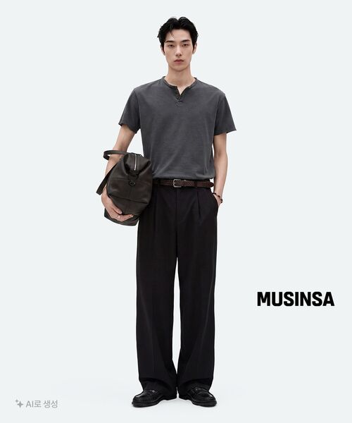 MUSINSA STANDARD（ムシンサスタンダード）の「エクストラワイドツーピンタックヒドゥンバンディングスラックス[ブラック]（スラックス・メンズ・その他・30/32/34/42/40/29/28/36/31/33/38）」の11枚目の写真