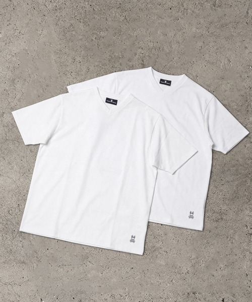 Psycho Bunny（サイコバニー）の「[WEB限定]2PACK VネックTシャツ（Tシャツ/カットソー・メンズ・ホワイト×ブラック/ホワイト/ブラック・LARGE/MEDIUM/X-LARGE/SMALL）」の2枚目の写真