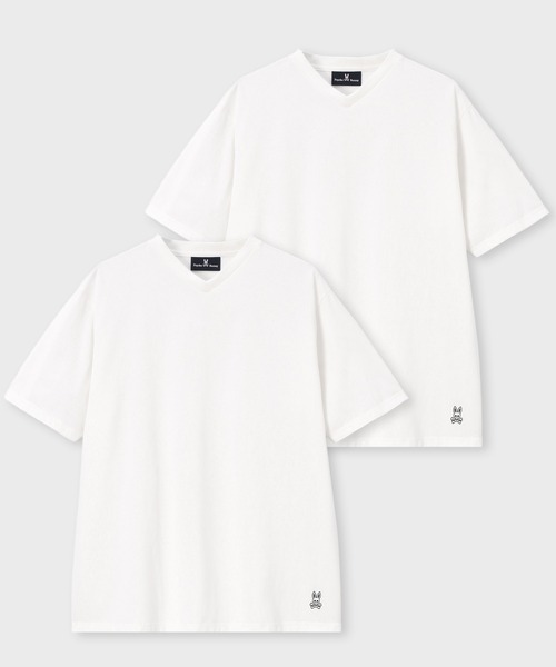 Psycho Bunny（サイコバニー）の「[WEB限定]2PACK VネックTシャツ（Tシャツ/カットソー・メンズ・ホワイト×ブラック/ホワイト/ブラック・LARGE/MEDIUM/X-LARGE/SMALL）」の8枚目の写真