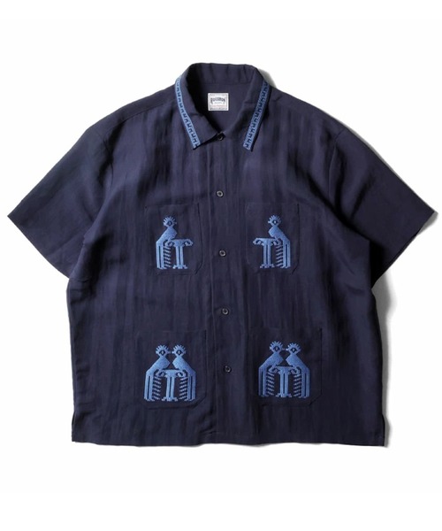 HOUSTON LINEN GUATEMALA SHIRT — льняная гватемальская рубашка, открытая, опен‑колье