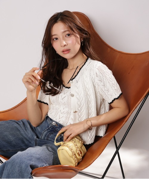 Apuweiser-riche（アプワイザーリッシェ）の「ハート柄編み2WAYニットタンク（Tシャツ/カットソー・レディース・ブラック/レッド/ホワイト・2）」の4枚目の写真