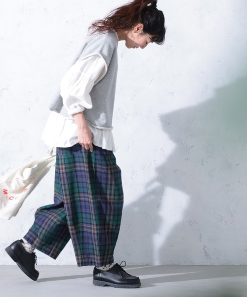 soulberry(ソウルベリー)の「ブラックウォッチな9分丈パンツ(その他パンツ・レディース・グリーン系その他・M/L/LL/3L/4L/5L)」の4枚目の写真