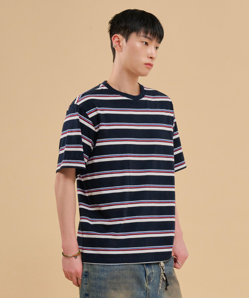 CHASECULT(チェイスカルト)の「共用マルチストライプ半袖Tシャツ-FBRU5819D04(Tシャツ/カットソー・メンズ・ネイビー・90/100/95/105)」の5枚目の写真