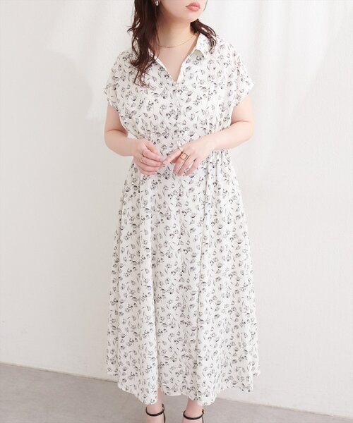 natural couture（ナチュラルクチュール）の「フロント釦スキッパーワンピース（ワンピース・レディース・その他2/その他1/ベージュ/ブラック/サックスブルー・FREE）」の4枚目の写真