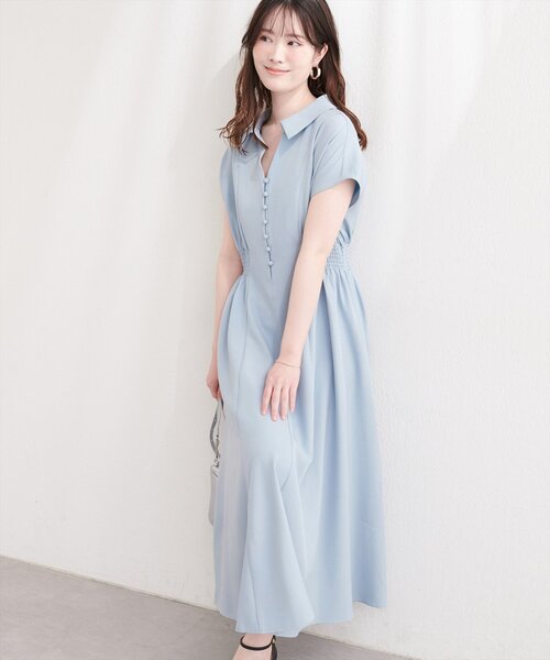 natural couture（ナチュラルクチュール）の「フロント釦スキッパーワンピース（ワンピース・レディース・その他2/その他1/ベージュ/ブラック/サックスブルー・FREE）」の3枚目の写真