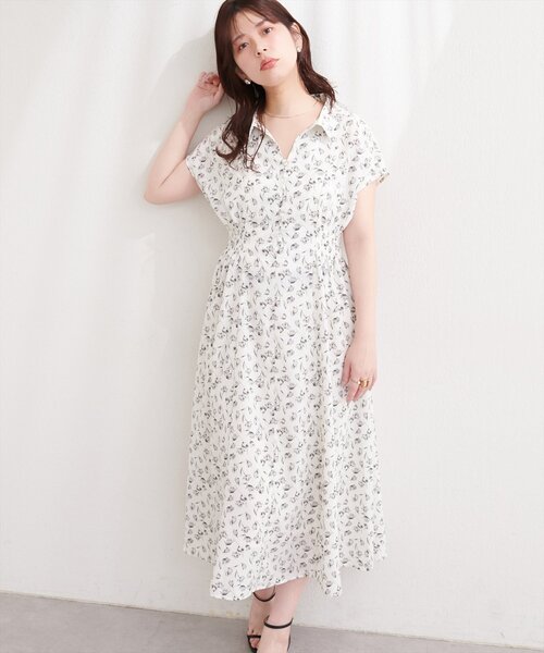 natural couture（ナチュラルクチュール）の「フロント釦スキッパーワンピース（ワンピース・レディース・その他2/その他1/ベージュ/ブラック/サックスブルー・FREE）」の6枚目の写真
