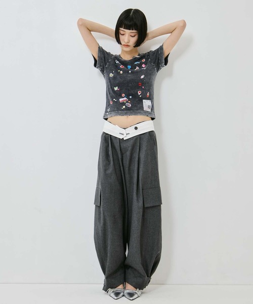 Maison MIHARA YASUHIRO(メゾンミハラヤスヒロ)の「【MIHARA YASUHIRO/ミハラヤスヒロ】BLEACHED KIDS STICKER MINI TEE/ブリーチドキッズステッカーミニT(Tシャツ/カットソー・レディース・ブラック/グレー・38)」の18枚目の写真