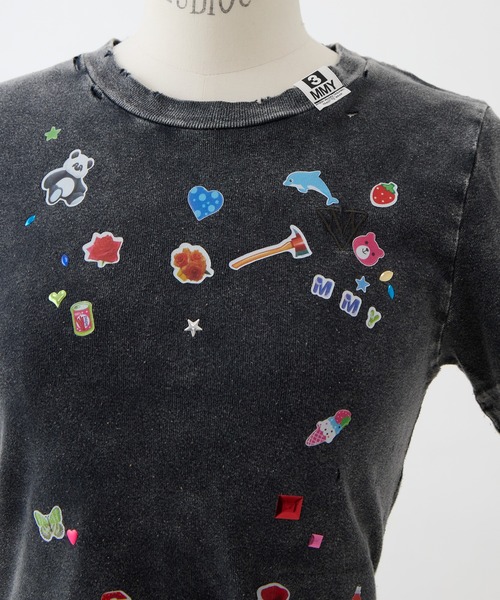 Maison MIHARA YASUHIRO(メゾンミハラヤスヒロ)の「【MIHARA YASUHIRO/ミハラヤスヒロ】BLEACHED KIDS STICKER MINI TEE/ブリーチドキッズステッカーミニT(Tシャツ/カットソー・レディース・ブラック/グレー・38)」の6枚目の写真