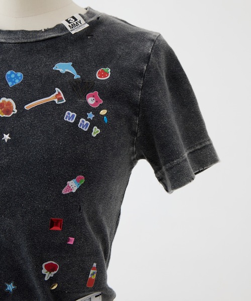 Maison MIHARA YASUHIRO(メゾンミハラヤスヒロ)の「【MIHARA YASUHIRO/ミハラヤスヒロ】BLEACHED KIDS STICKER MINI TEE/ブリーチドキッズステッカーミニT(Tシャツ/カットソー・レディース・ブラック/グレー・38)」の7枚目の写真