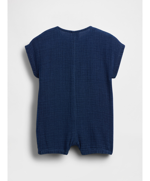 GAP(ギャップ)の「コットンガーゼ ショートオール (ベビー)(ロンパース・キッズ・インディゴブルー・90cm/80cm/70cm/60cm)」の2枚目の写真