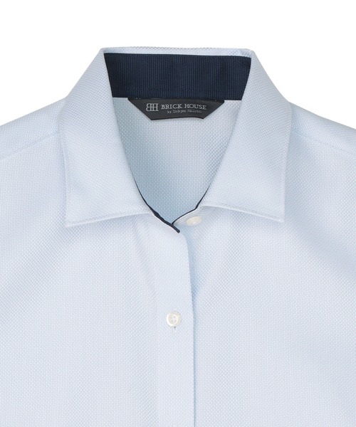 TOKYO SHIRTS（トウキョウシャツ）の「【超形態安定】【接触冷感】形態安定ノンアイロン ワイド 半袖ビジネスワイシャツ（ビジネスシャツ・レディース・サックスブルー・S/LL/M/L/XL）」の3枚目の写真